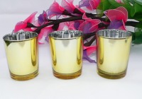 Gold Glass Holder for Votive or TeaLight Candle - Golden Anniversary Decor
